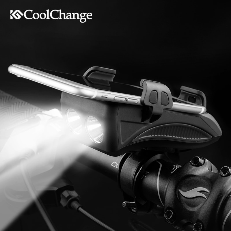 CoolChange Lampu Sepeda Rechargeable Flashlight Phone Holder Power Bank 2000mAh - FY-319 - Black