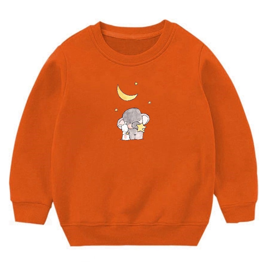 Crewneck Anak Balita Motif Stars Rabbit Elephant Bahan Pleece Ala Korean Style