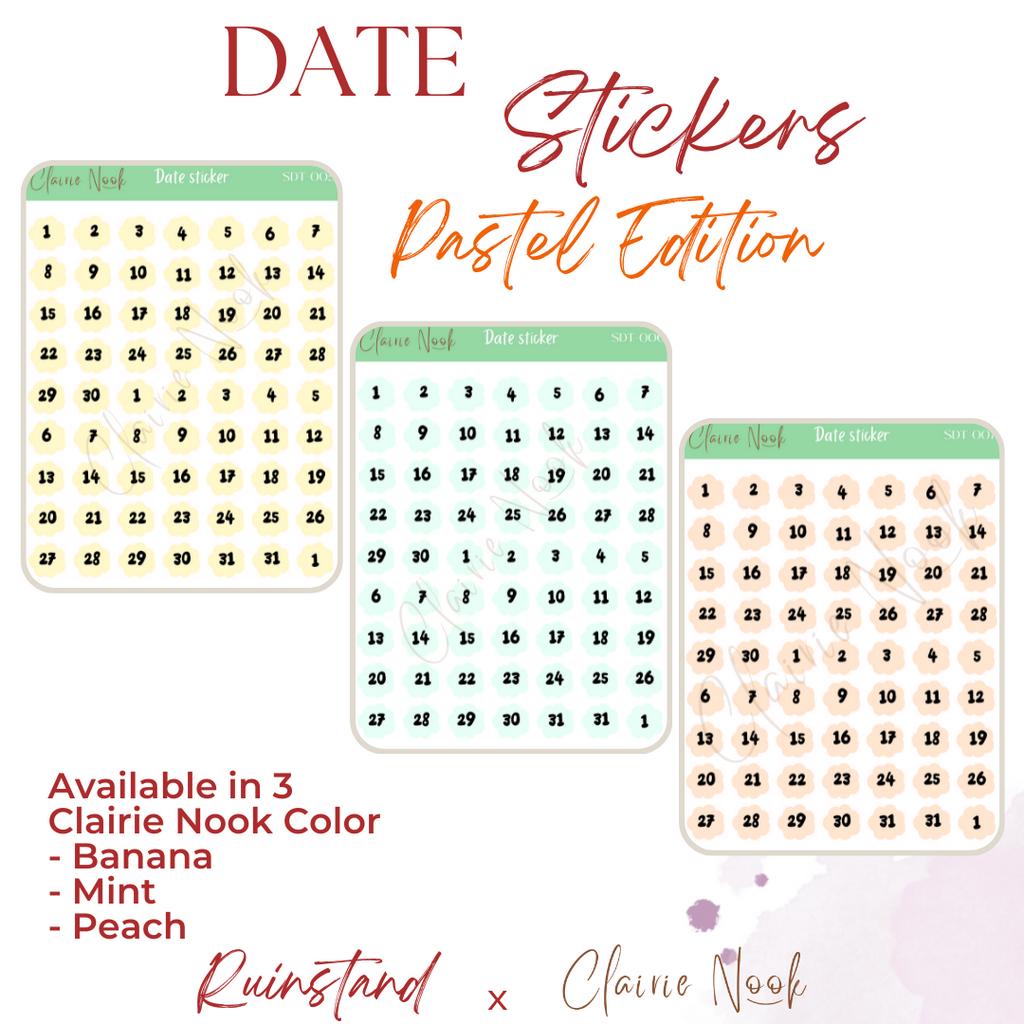 

Date Sticker Label Warna Pastel - Dekorasi Bullet Journal Clairie Nook