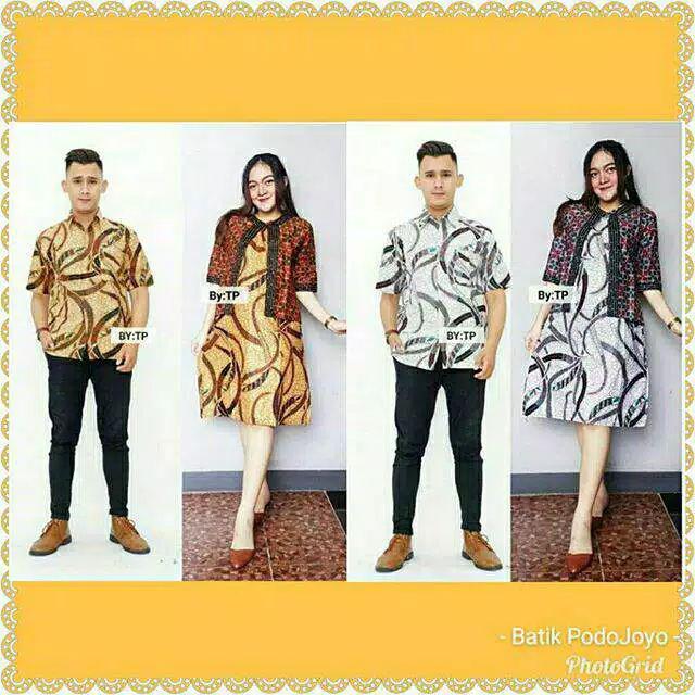 Tunik Mona Padi Hitam Sogan Serut Sarimbit Batik Parang Seling