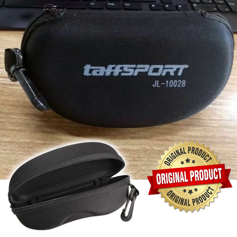 TaffSPORT Kotak Kacamata Sarung Kaca Mata Hardcase Anti Air Waterproof Pelindung Kacamata Model Sport pria wanita Men and Women Protective Glasses Case Sunglasses Hard Case Travel Protective Glasses Bag Black Portable Accessories Zipper Box