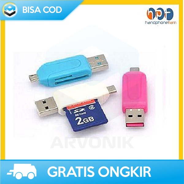 ADAPTER OTG 2 IN 1 USB CARD READER PEMBACA MICRO SD UNIVERSAL MURAH