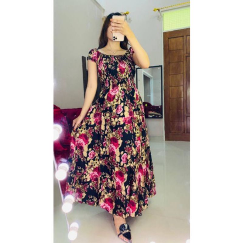 DASTER SMOKE MAWAR DRESS SMOKE