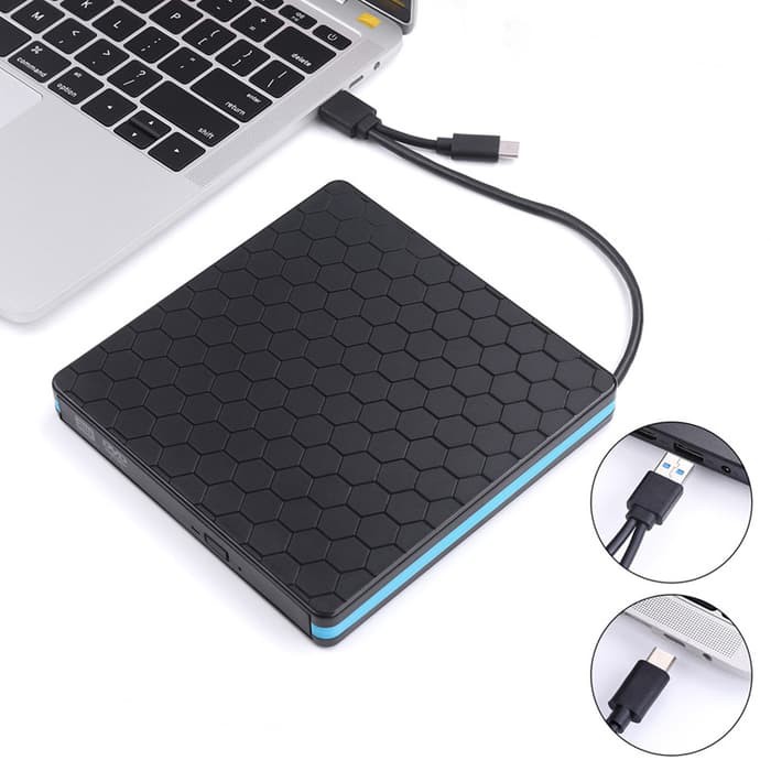 External DVD RW Burner 2 in 1 Type C - USB 3.0 Slim Optical Drive