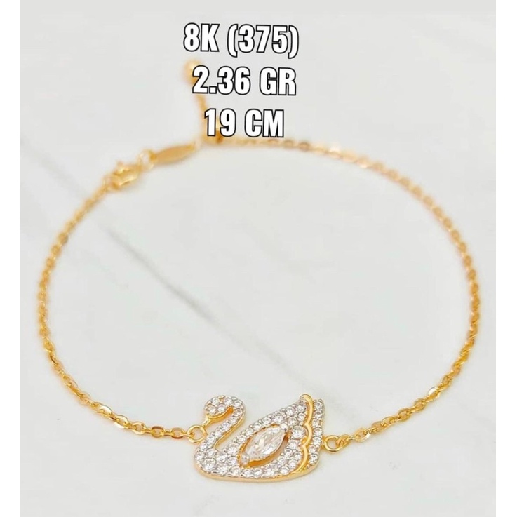 Gelang angsa rachel rose edition ubs gold emas asli kadar 375 8karat