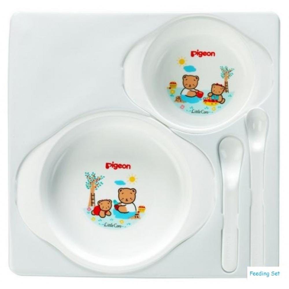 PIGEON FEEDING SET MINI - Paket Tempat Makan Bayi - KEMASAN BARU ! 6M + BPA FREE