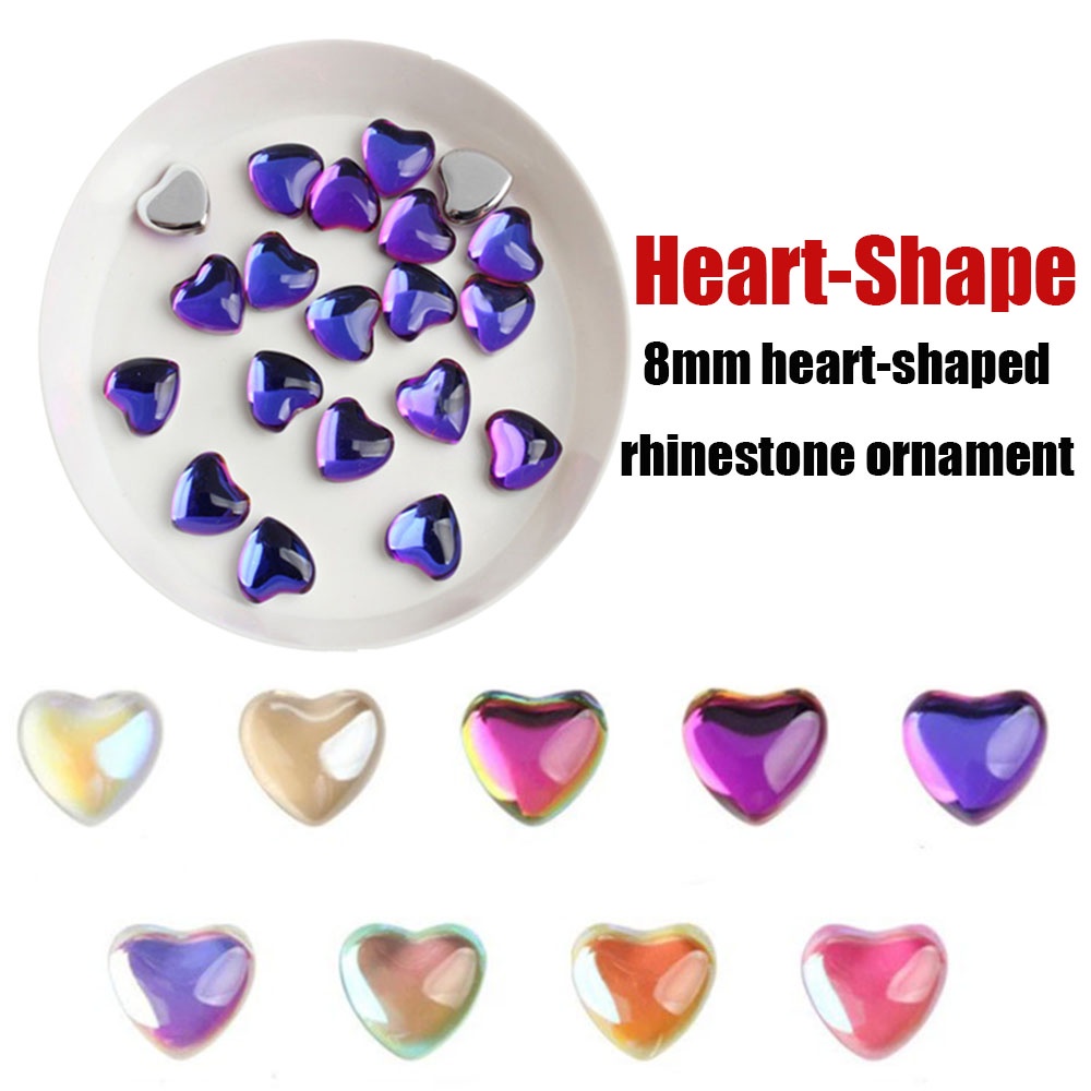 MXBEAUTY 10pcs/lot 3D Nail Art Rhinestones Peach Heart DIY Ornaments Heart-ShapedJewelry Charms Flat Diamond Manicure Accessories Fashion Glass Nail Art Decoration