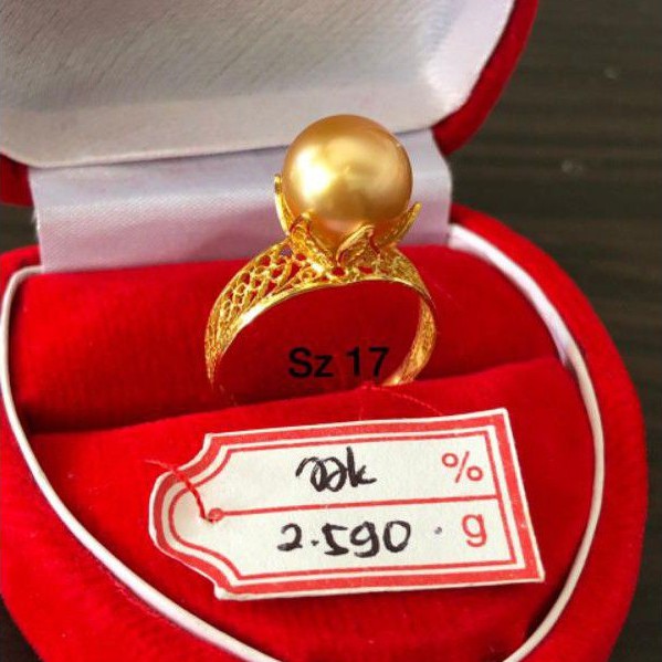 Cincin kendari kenari emas 22k 91,6% mutiara air laut asli original lombok terbaru cantik simple