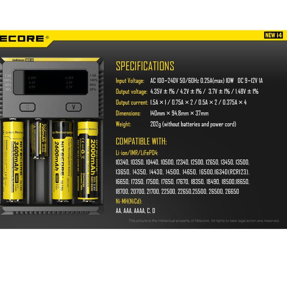 Terlaris Nitecore  I4 BERGARANSI, Charger Nitecore I4, Nitecore I4