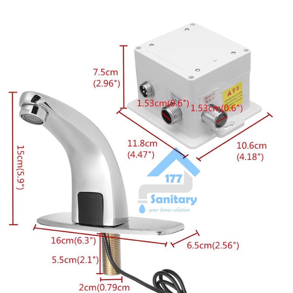 Kran sensor wastafel kuningan W38-keran air otomatis sink listrik acdc baterai automatic faucet /B16