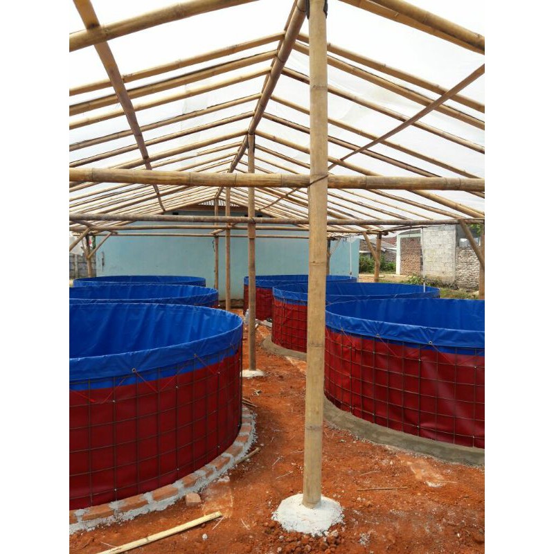 kolam terpal bulat D.3 T1m. bahan terpaulin orchid semi karet ( tanpa rangka/besi)