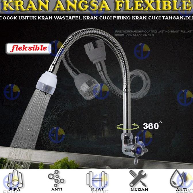 Mantap Eelic Krn-f501blg Kran Wastafel Angsa Flexible Baling 1/2 Inch Panjang -