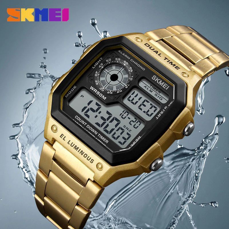 Jam Tangan SKMEI 1335 Watch Jam Tangan Pria Wanita Digital Tali Stainless Anti Air