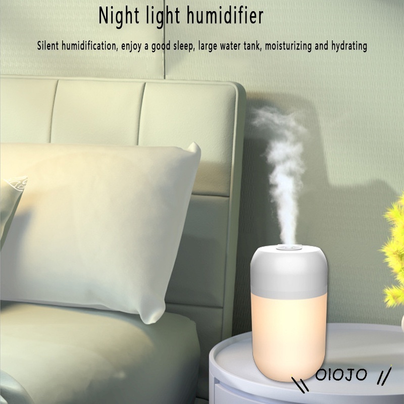 300Ml Portabel Humidifier Usb Bisu Lampu Malam Pembersih Udara Rumah - ol