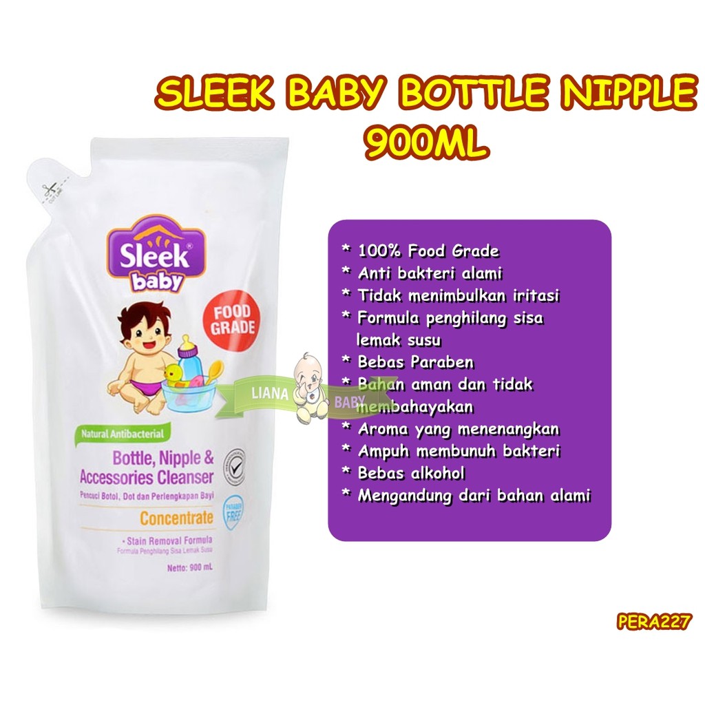 PERA227 SLEEK BABY BOTTLE NIPPLE POUCH SABUN CUCI BOTOL BAYI 900ML exp bln 2 2026