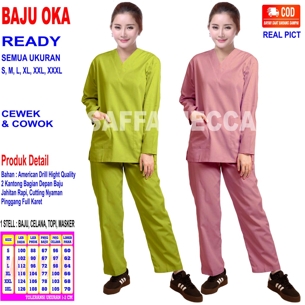 Baju Oka Lengan Panjang  Baju Oka  Scrub Perawat  Baju Jaga  Baju Oka  Baju OK  Baju Perawat  Pria  Wanita Harga Murah Terbaru Lengan Panjang COD