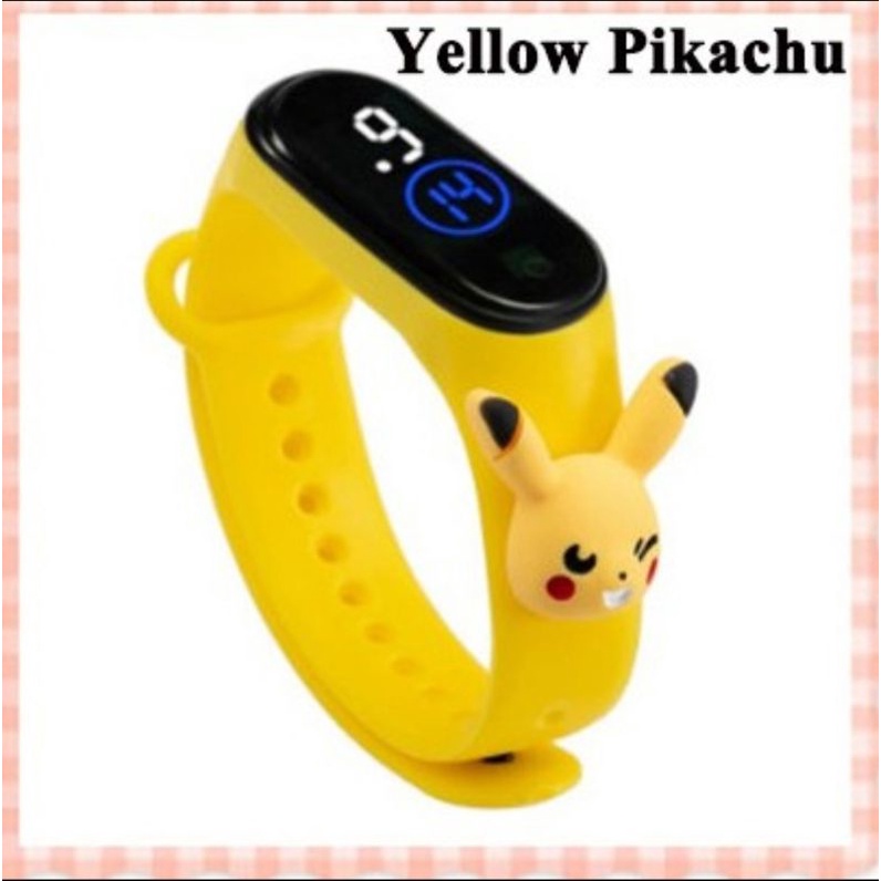 Jam tangan anak LED Display TAHAN AIR  elektronik arloji motif karakter kartun bahan rubber silikon-Pikachu
