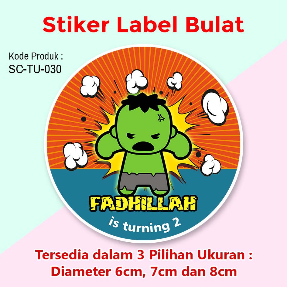 

STIKER LABEL ULANG TAHUN ANAK TUMPENG MINI BENTO HULK