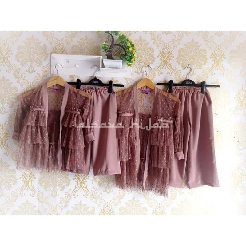 ALSAVA - Setelan kulot kids and mom cardigan tile polkadot / set celana kulot tile dot polka