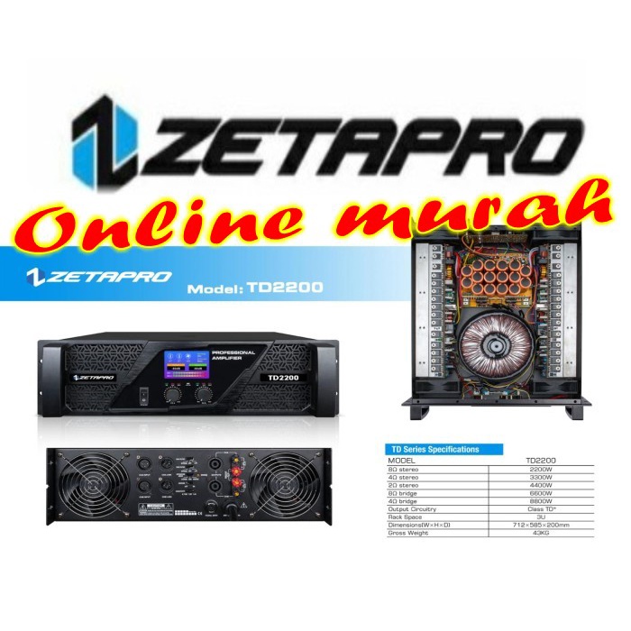 Power Ampli Amplifier ZETAPRO TD2200 Class TD Original 6600 Watt
