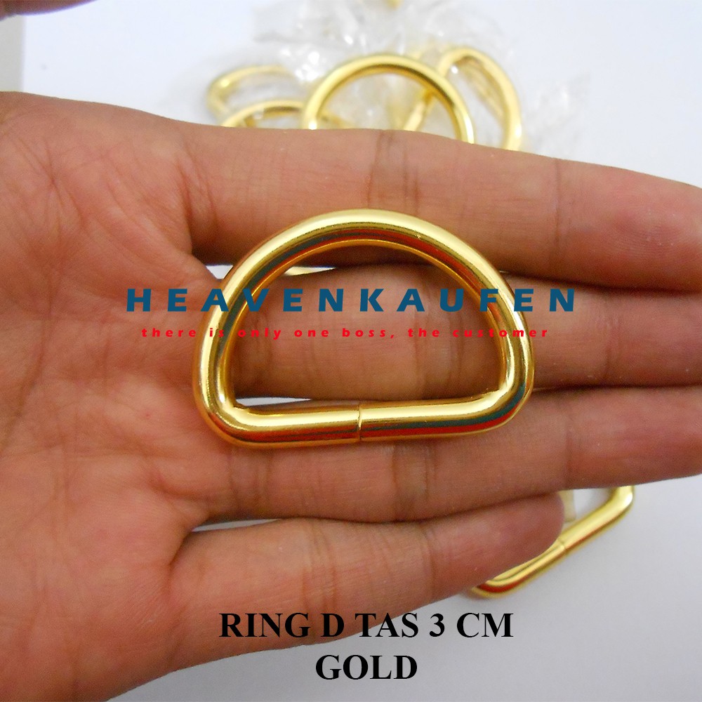 Ring D Tas 3 cm Bagus Tebal 4,5 mm Warna Gold