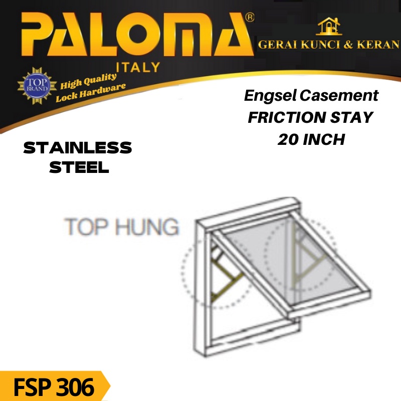 Engsel Casement Friction Stay Paloma Superior 20 inch SSS FSP 306