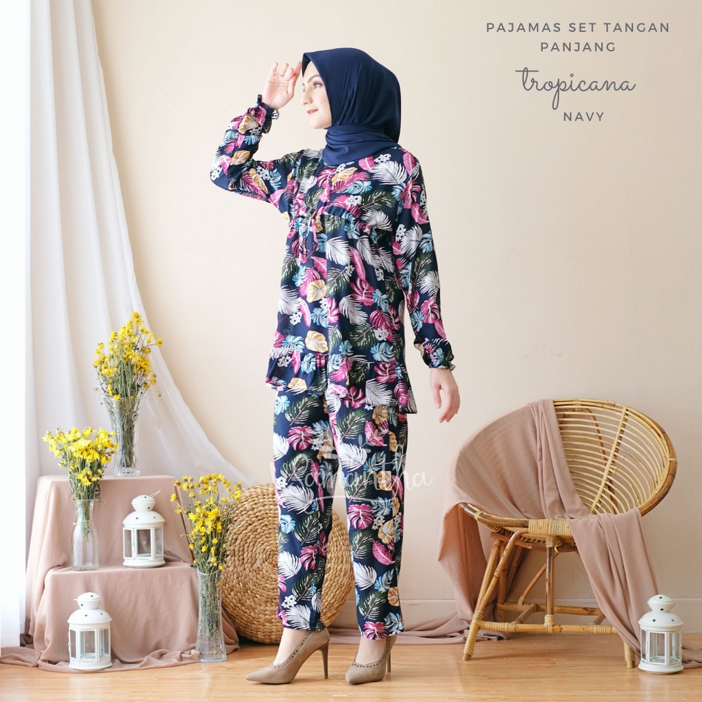 vSamantha - Pajamas Set / Piyama Set Muslim Rayon Rempel Busui Friendly - Tangan Panjang II