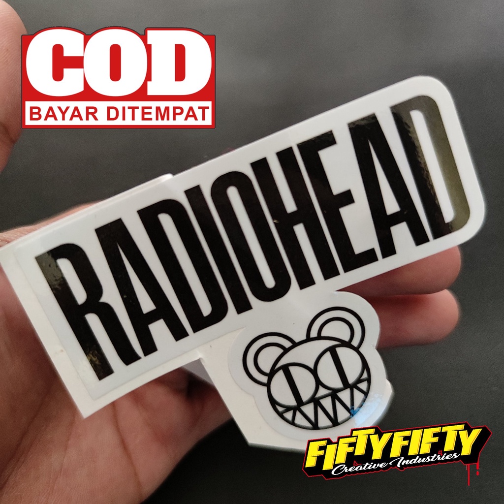 Stiker Print Cut RADIOHEAD Stiker Printing Laminasi Glossy Tahan Air Stiker Motor Mobil Helm Sudah Membentuk Pola Desain