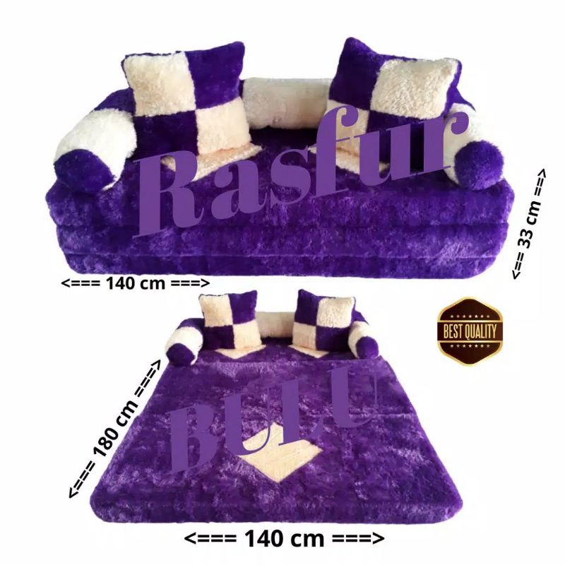 KASUR LIPAT BUSA INOAC/SOFABED KARAKTER BULU RASFUR HALUS TEBAL 10CM