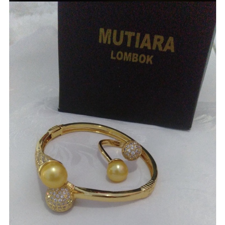 Set perhisan mutiara lombok asli || gelang wanita || cincin wanita || set mutiara.