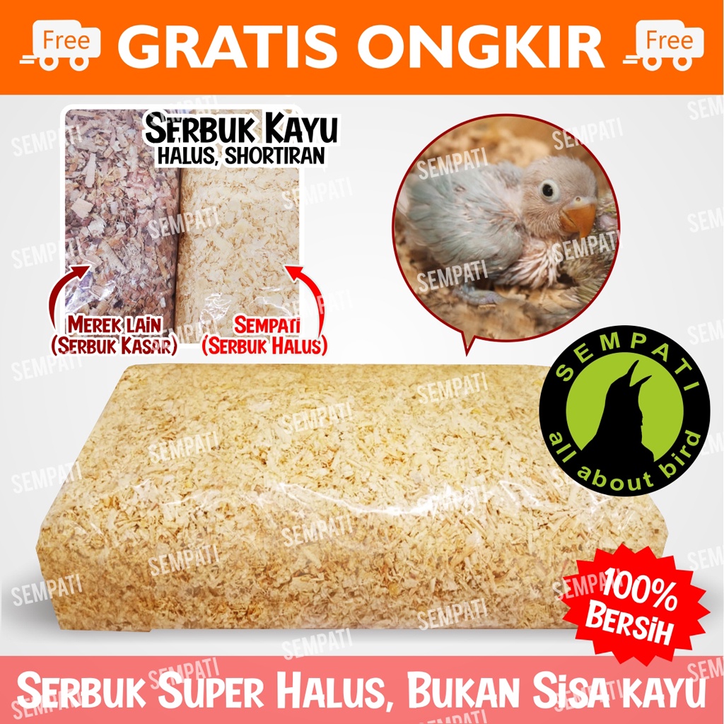 SERBUK KAYU GERGAJI HALUS ALAS KANDANG UNTUK ANAKAN PIYIK BURUNG HAMSTER LANDAK MINI KELINCI KUCING