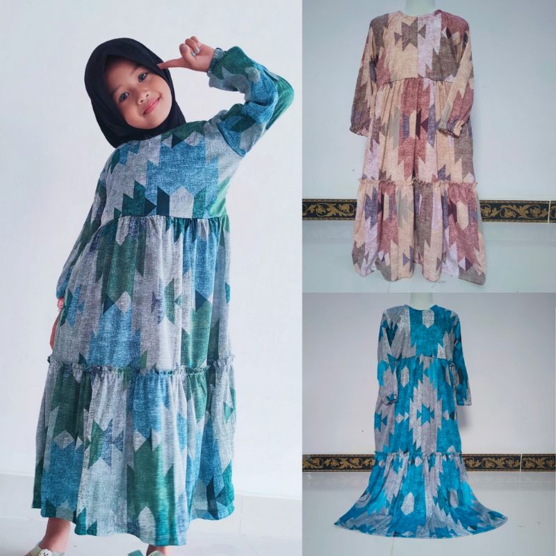 Gamis anak 4 5 6 7 8 9 10 11 tahun bahan hyget jersey baju muslim anak cewek perempuan ( gamis Pause )