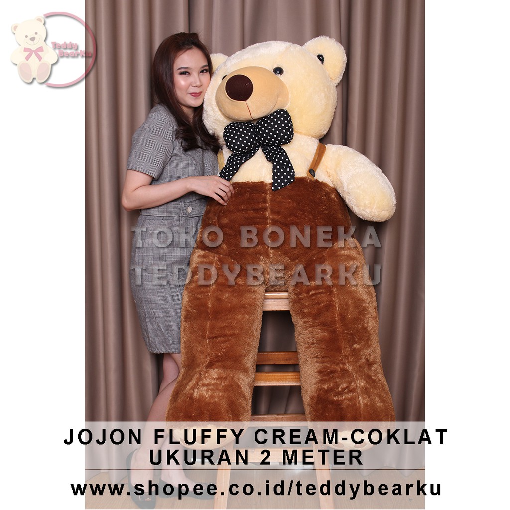 TEDDY BEAR SUPER SUPER JUMBO 2 METER FLUFFY JOJON PREMIUM CREAM - COKLAT