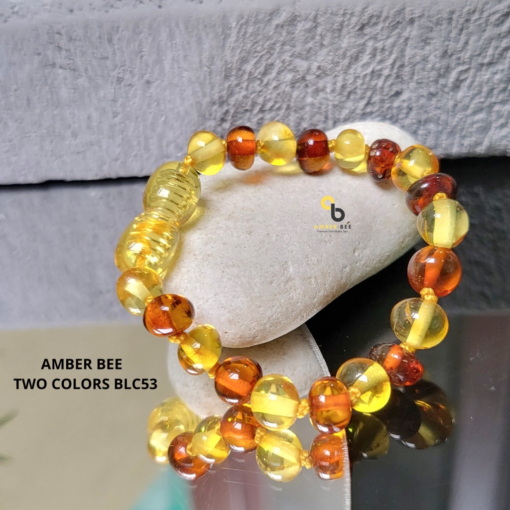 Kalung Anak Amber Premium Glossy Lime Cognac BGLC29 By Amber Bee