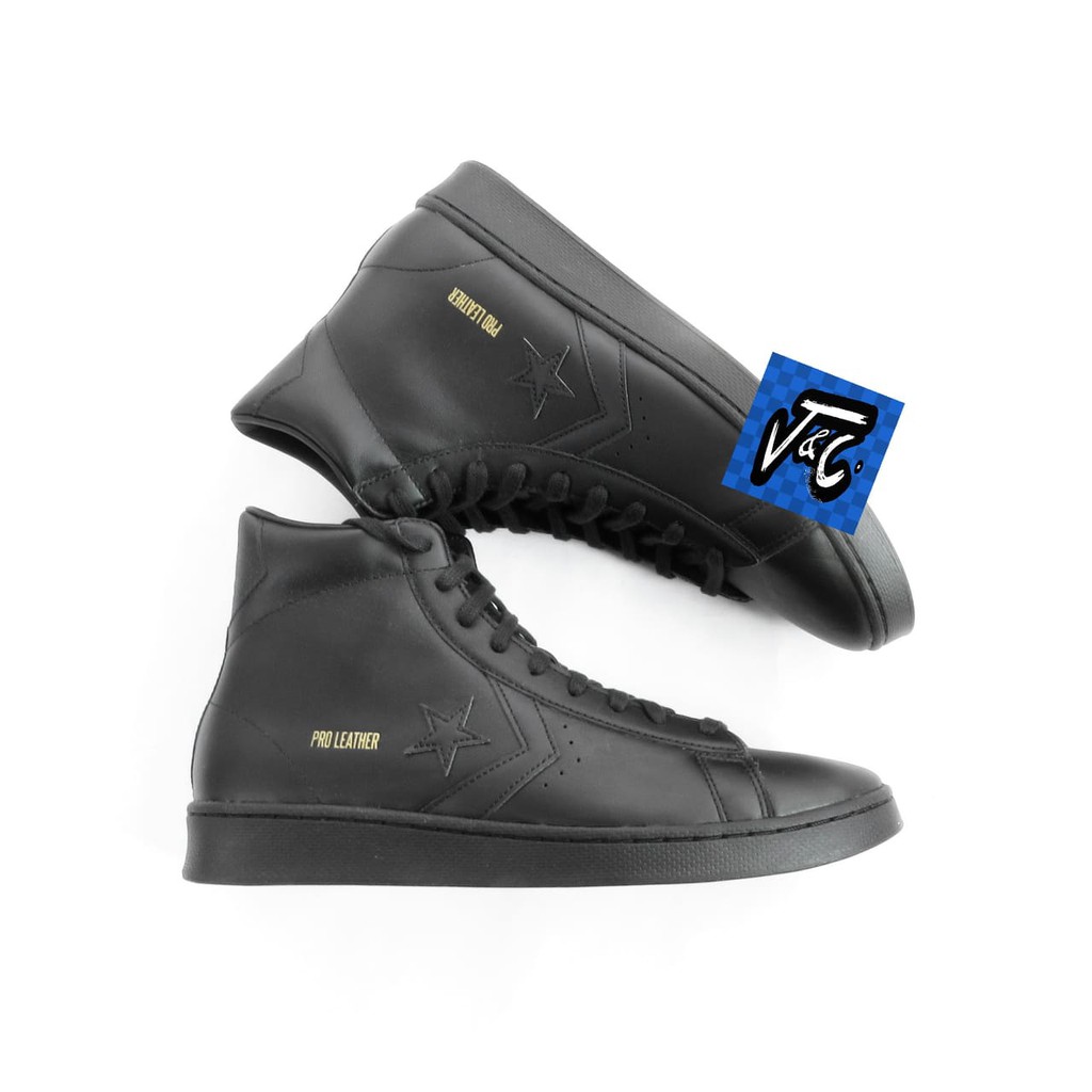 Sepatu Converse Pro Leather Mono Mid Full Black Murah