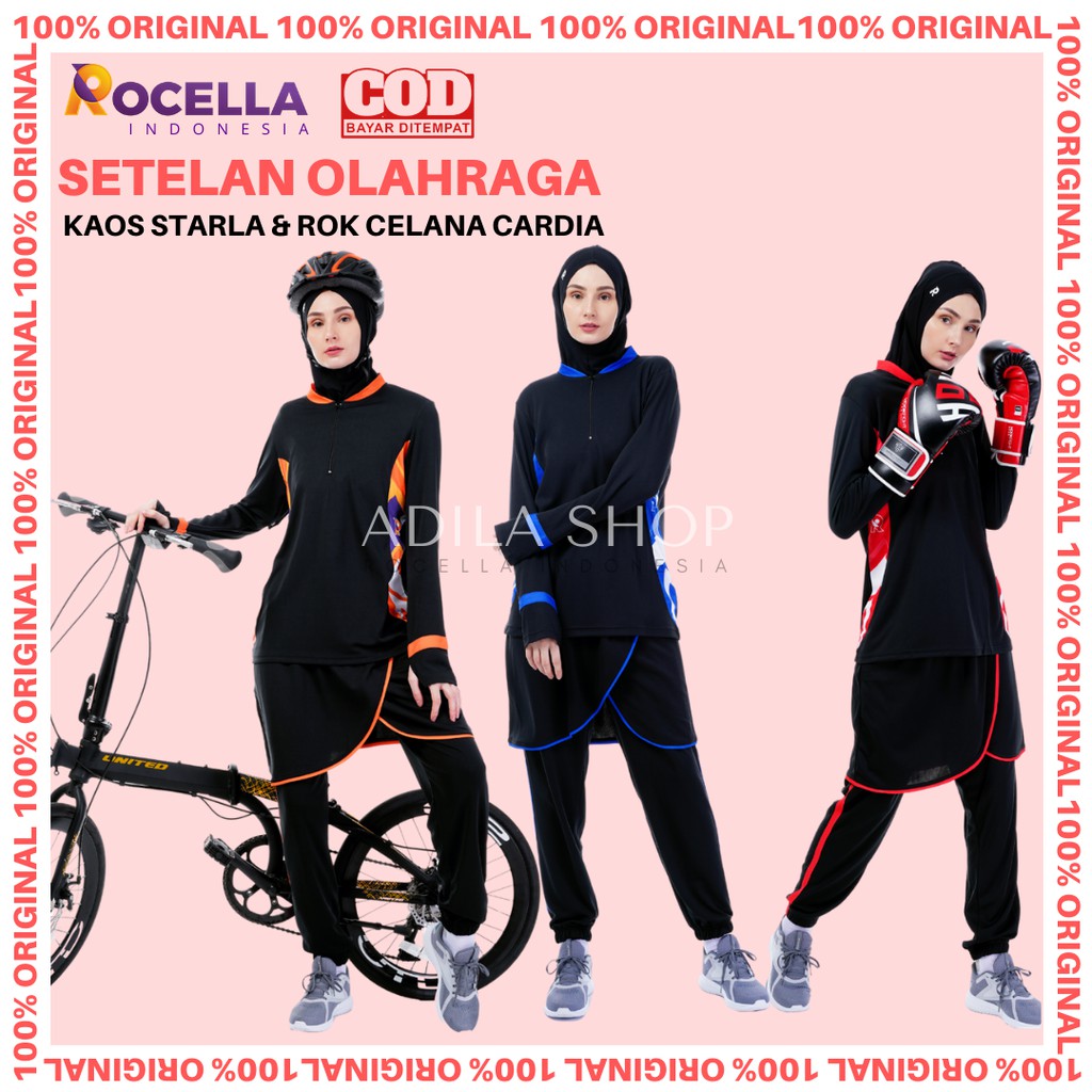 (BISA COD) Setelan Olahraga Wanita Rocella Starla Cardia Kardio Lari Senam Jogging Sepeda Baju Olahr