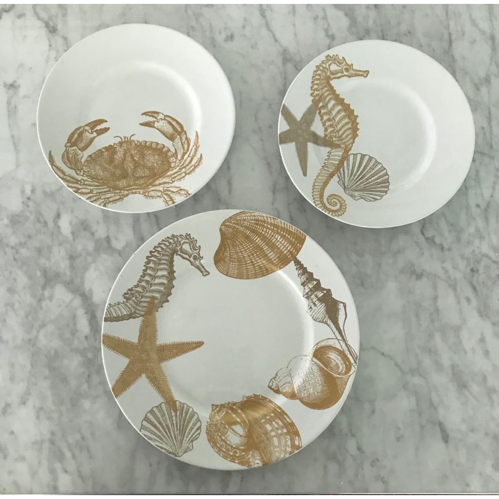 SET 3 PIRING KERAMIK MOTIF SEA GOLD