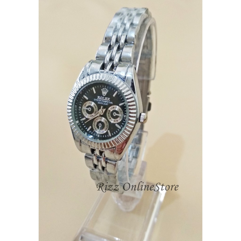 GRATIS BOX DAN BATRE Jam Tangan Couple Pasangan | Jam Tangan Kapel Anti Air Silver Plat Hitam - Wani