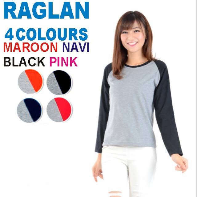 Kaos raglan wanita panjang | baju raglan wanita | fashion wanita muslim panjang