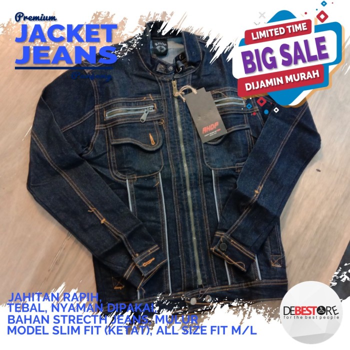 JAKET JEANS PRIA MURAH JAKET DENIM PRIA COWOK TEBAL MULUR SLIM FIT #16