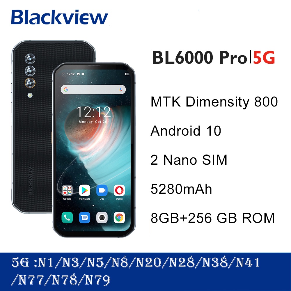 Blackview BL6000 Pro 5G Phone 8GB RAM 256GB ROM IP68 Waterproof 48MP Triple Camera 6.36 Inch FHD 5G 