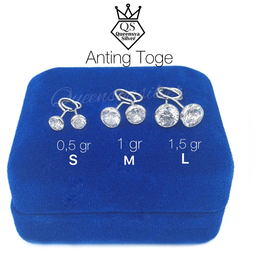 Anting Perak Toge Asli 925 Bersertifikat / Anti Karat Gatal / Bayi Remaja Dewasa Lapis Emas Putih - Queensya Silver