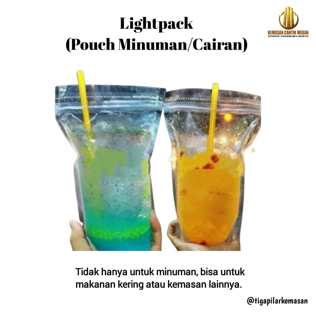 Pouch minuman/Standing Pouch Cairan (Lightpack) Untuk minuman+klip