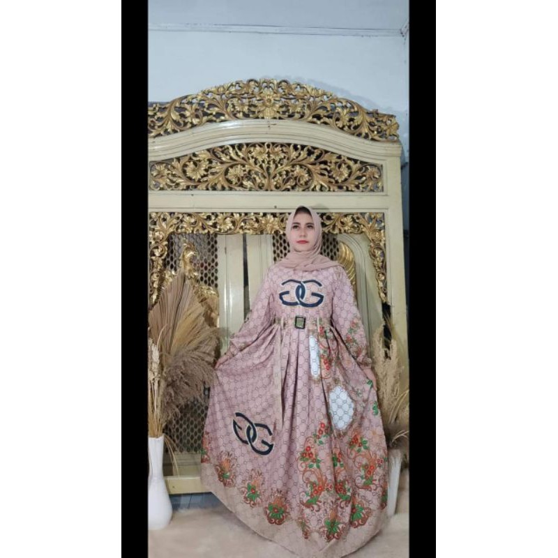 GAMIS ALA SHR GUCCI PRINTING DEPAN FREE BELT