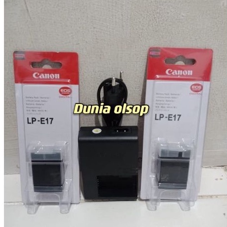 paket batre 2 charger 1 for kamera Canon Eos M3 M5 M6 750D 760D 77D