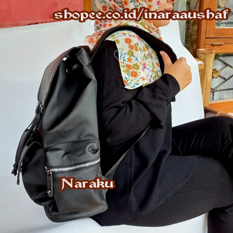 NARAKU Tas Ransel Wanita Kulit Kantor Kerja Sekolah Kuliah Outdoor Trendy Korea - RANSEL DESKA BAG