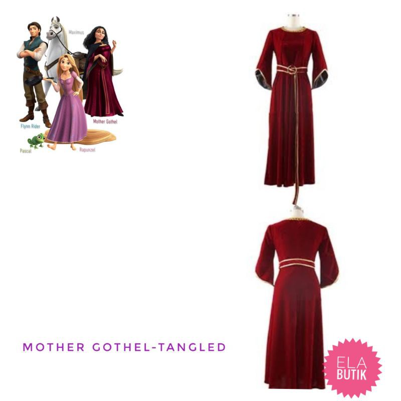 Kostum medieval- mother gothel-kostum rapunzel dewasa-halloween