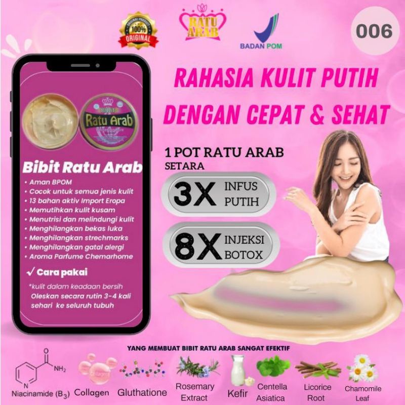 Bibit Ratu Arab Whitening Lotion BPOM // pemutih badan