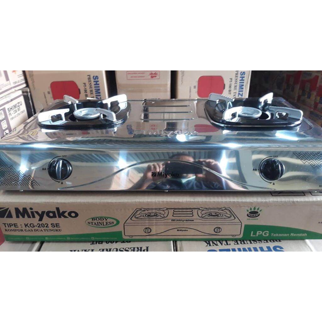 Kompor Gas Miyako MURAH KG 202 SE 2 tungku Body Stainlessttell