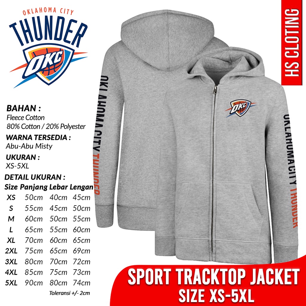 Hoodie Zipper XS-5XL OKLAHOMA CITY THUNDER Jaket OKC NBA Basketball Western Conference Team Bahan Ka